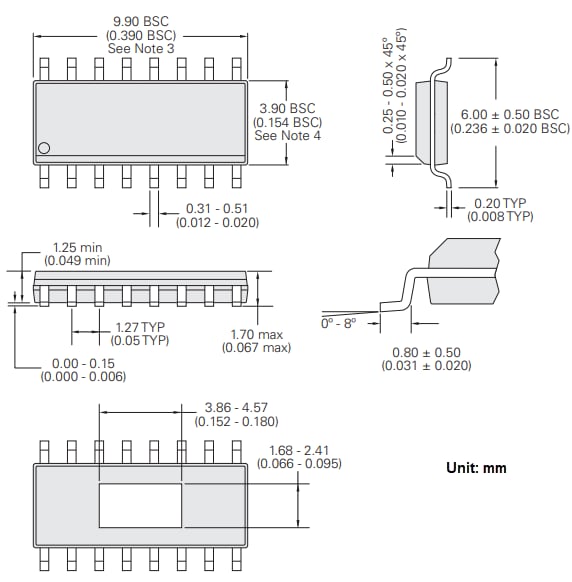 Technische Zeichnung - IXYS IX4352NEAU Low-Side-Gate-Treiber